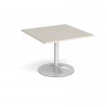 Trumpet base square extension table 1000mm x 1000mm - silver base, light grey top TB10-S-LG