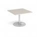 Trumpet base square extension table 1000mm x 1000mm - silver base, light grey top TB10-S-LG