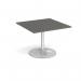 Trumpet base square extension table 1000mm x 1000mm - silver base, onyx grey top TB10-S-OG
