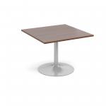 Trumpet base square extension table 1000mm x 1000mm - walnut