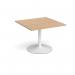 Trumpet base square extension table 1000mm x 1000mm - white base, beech top TB10-WH-B