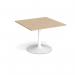Trumpet base square extension table 1000mm x 1000mm - white base, kendal oak top TB10-WH-KO