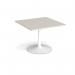 Trumpet base square extension table 1000mm x 1000mm - white base, light grey top TB10-WH-LG