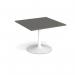 Trumpet base square extension table 1000mm x 1000mm - white base, onyx grey top TB10-WH-OG