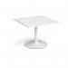 Trumpet base square extension table 1000mm x 1000mm - white base, white top TB10-WH-WH