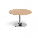 Trumpet base circular boardroom table 1200mm - chrome base, beech top TB12C-C-B