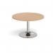 Trumpet base circular boardroom table 1200mm - chrome base, beech top TB12C-C-B