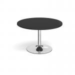 Trumpet base circular boardroom table 1200mm - chrome base, black top TB12C-C-BK