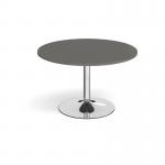 Trumpet base circular boardroom table 1200mm - chrome base, onyx grey top TB12C-C-OG
