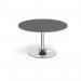 Trumpet base circular boardroom table 1200mm - chrome base, onyx grey top TB12C-C-OG