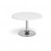 Trumpet base circular boardroom table 1200mm - chrome base, white top TB12C-C-WH