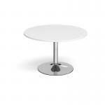 Trumpet base circular boardroom table 1200mm - chrome base, white top TB12C-C-WH