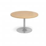 Trumpet base circular boardroom table 1200mm - oak