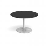 Trumpet base circular boardroom table 1200mm - silver base, black top TB12C-S-BK