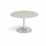 Trumpet base circular boardroom table 1200mm - silver base, light grey top TB12C-S-LG