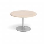 Trumpet base circular boardroom table 1200mm - silver base and maple top