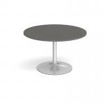 Trumpet base circular boardroom table 1200mm - silver base, onyx grey top TB12C-S-OG