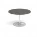 Trumpet base circular boardroom table 1200mm - silver base, onyx grey top TB12C-S-OG