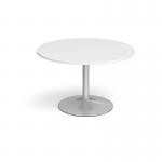 Trumpet base circular boardroom table 1200mm - silver base, white top TB12C-S-WH