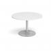 Trumpet base circular boardroom table 1200mm - silver base, white top TB12C-S-WH