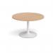 Trumpet base circular boardroom table 1200mm - white base, beech top TB12C-WH-B