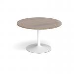 Trumpet base circular boardroom table 1200mm - white base, Barcelona walnut top TB12C-WH-BW