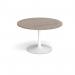 Trumpet base circular boardroom table 1200mm - white base, Barcelona walnut top TB12C-WH-BW