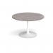 Trumpet base circular boardroom table 1200mm - white base, grey oak top TB12C-WH-GO