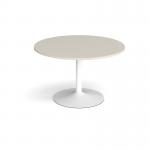 Trumpet base circular boardroom table 1200mm - white base, light grey top TB12C-WH-LG
