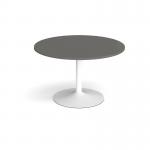 Trumpet base circular boardroom table 1200mm - white base, onyx grey top TB12C-WH-OG