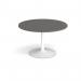 Trumpet base circular boardroom table 1200mm - white base, onyx grey top TB12C-WH-OG