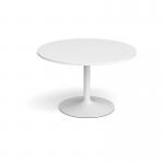 Trumpet base circular boardroom table 1200mm - white base and white top