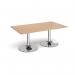 Trumpet base rectangular boardroom table 1800mm x 1000mm - chrome base, beech top TB18-C-B