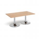 Trumpet base rectangular boardroom table 1800mm x 1000mm - chrome base and beech top