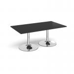 Trumpet base rectangular boardroom table 1800mm x 1000mm - chrome base, black top TB18-C-BK