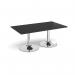 Trumpet base rectangular boardroom table 1800mm x 1000mm - chrome base, black top TB18-C-BK