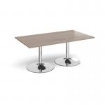 Trumpet base rectangular boardroom table 1800mm x 1000mm - chrome base, Barcelona walnut top TB18-C-BW