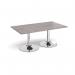 Trumpet base rectangular boardroom table 1800mm x 1000mm - chrome base, grey oak top TB18-C-GO