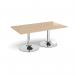 Trumpet base rectangular boardroom table 1800mm x 1000mm - chrome base, kendal oak top TB18-C-KO