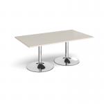 Trumpet base rectangular boardroom table 1800mm x 1000mm - chrome base, light grey top TB18-C-LG