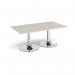 Trumpet base rectangular boardroom table 1800mm x 1000mm - chrome base, light grey top TB18-C-LG