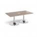 Trumpet base rectangular boardroom table 1800mm x 1000mm with central cutout 272mm x 132mm - chrome base, Barcelona walnut top TB18-CO-C-BW