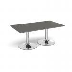 Trumpet base rectangular boardroom table 1800mm x 1000mm - chrome base, onyx grey top TB18-C-OG