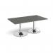Trumpet base rectangular boardroom table 1800mm x 1000mm - chrome base, onyx grey top TB18-C-OG