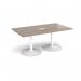 Trumpet base rectangular boardroom table 1800mm x 1000mm with central cutout 272mm x 132mm - white base, Barcelona walnut top TB18-CO-WH-BW