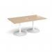 Trumpet base rectangular boardroom table 1800mm x 1000mm with central cutout 272mm x 132mm - white base, kendal oak top TB18-CO-WH-KO