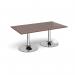 Trumpet base rectangular boardroom table 1800mm x 1000mm - chrome base, walnut top TB18-C-W