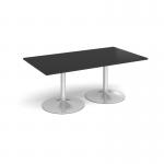 Trumpet base rectangular boardroom table 1800mm x 1000mm - silver base, black top TB18-S-BK