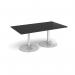 Trumpet base rectangular boardroom table 1800mm x 1000mm - silver base, black top TB18-S-BK