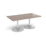 Trumpet base rectangular boardroom table 1800mm x 1000mm - silver base, Barcelona walnut top TB18-S-BW